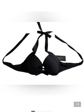 NWT Ocean Blue Black Halter Push-Up Bikini Top - Women's Swim